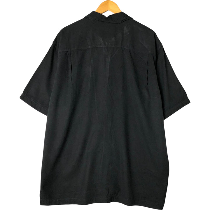Tommy Bahama short sleeve open collar silk shirt, box shirt, men's XL size silk black type Vintage Second Hand