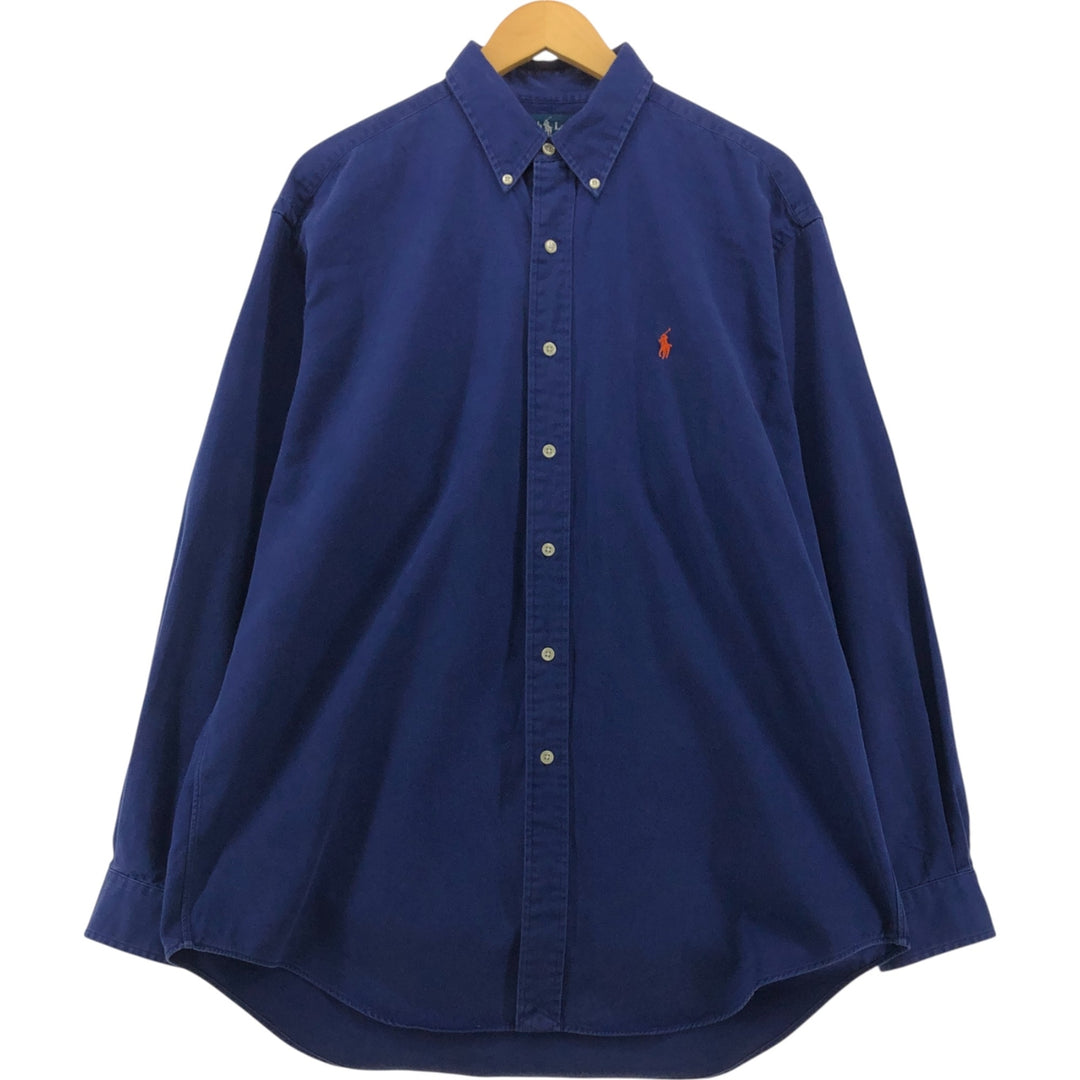 Ralph Lauren BLAKE long sleeve button down shirt, men's size L cotton navy blue type Vintage Second Hand