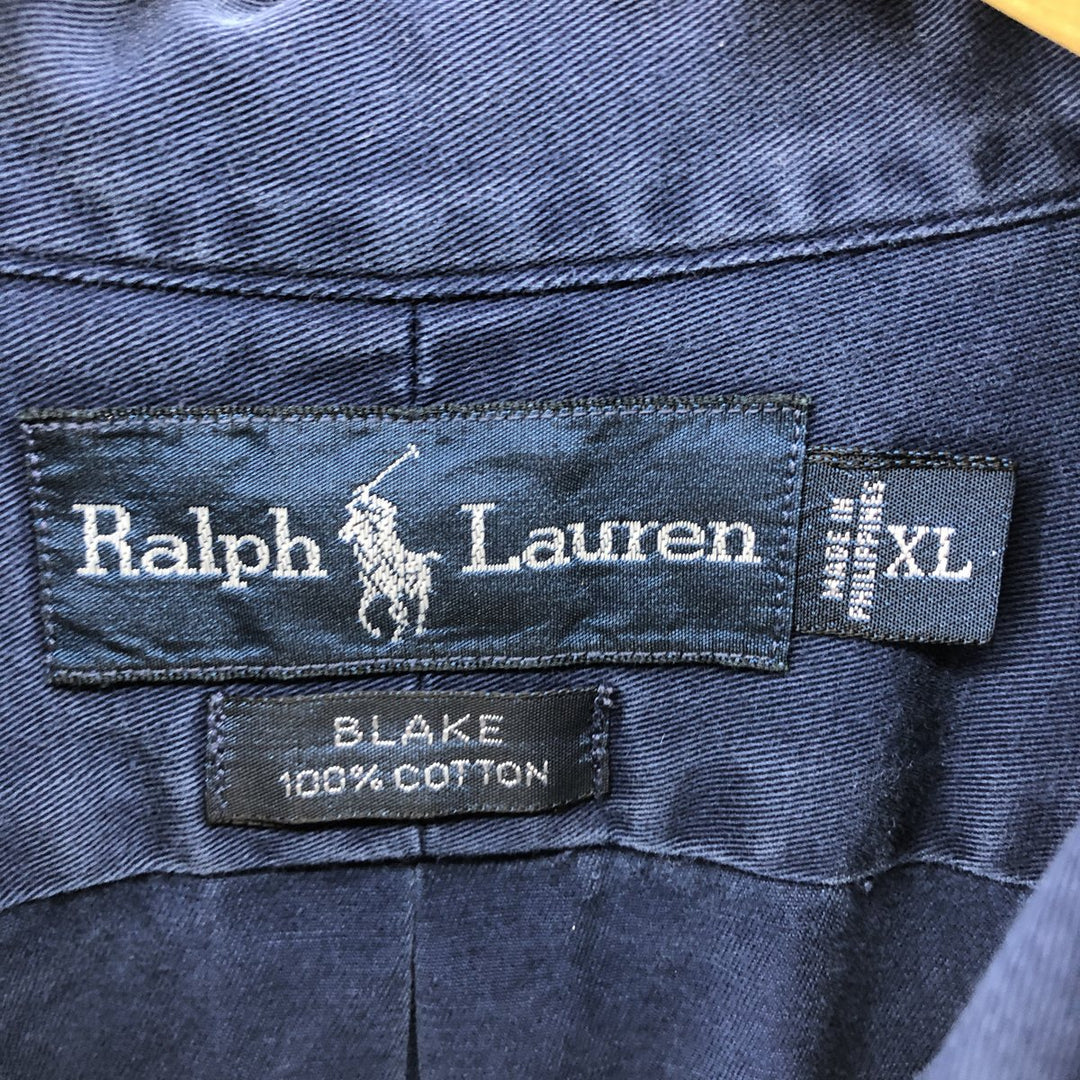 Ralph Lauren BLAKE long sleeve button down shirt, men's XL size cotton navy blue type Vintage Second Hand