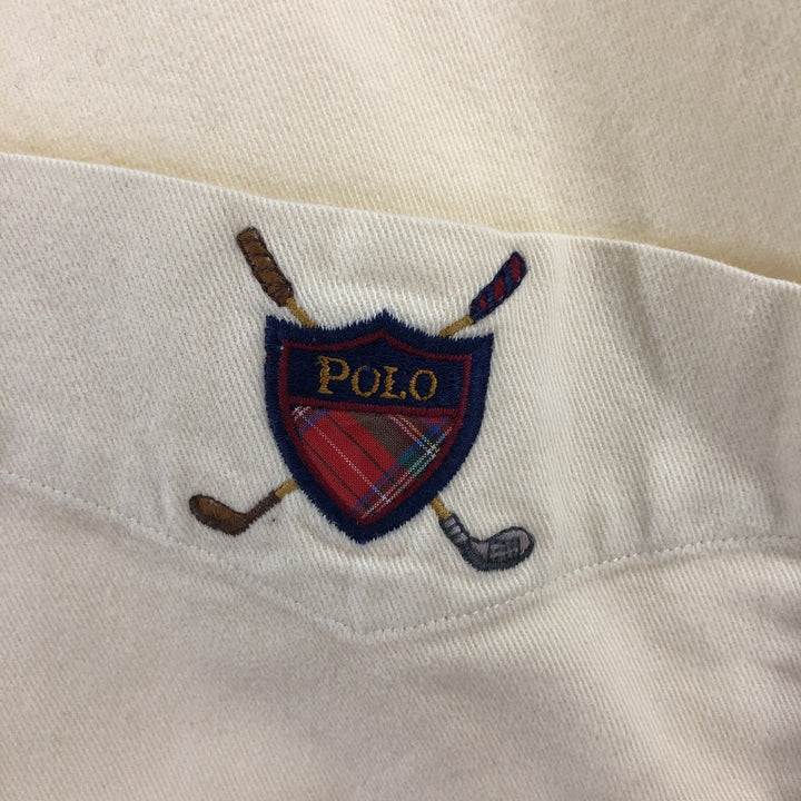 Ralph Lauren long sleeve button down shirt, men's size L cotton ivory Vintage Second Hand