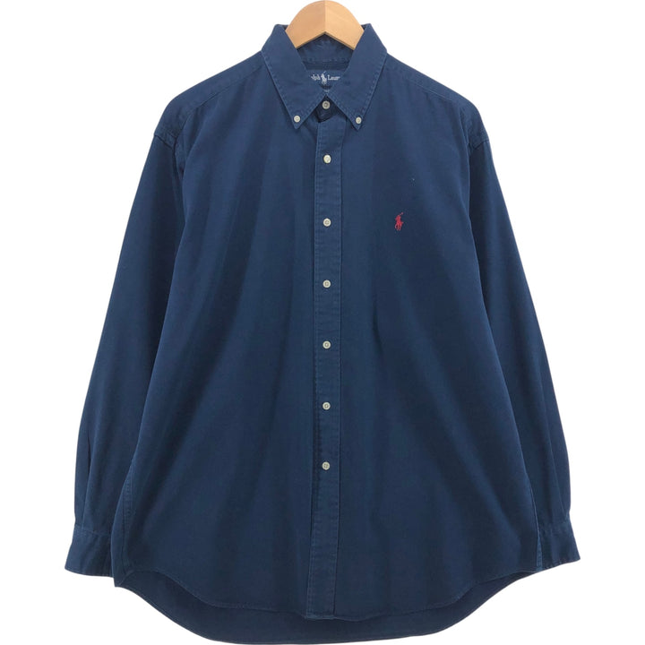 Ralph Lauren BLAKE long sleeve button down shirt, men's size L cotton navy blue type Vintage Second Hand