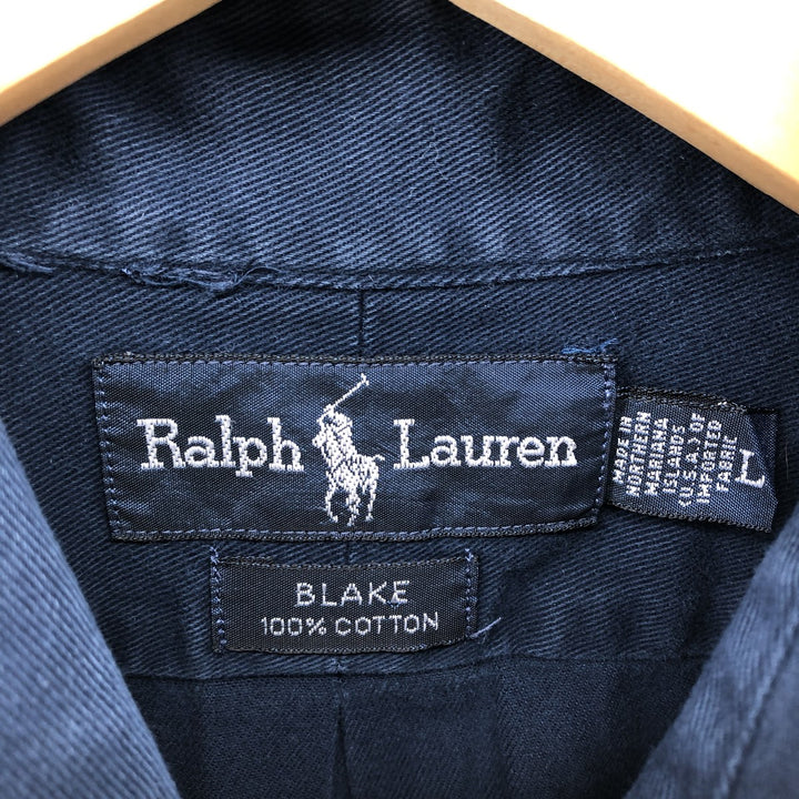 Ralph Lauren BLAKE long sleeve button down shirt, men's size L cotton navy blue type Vintage Second Hand