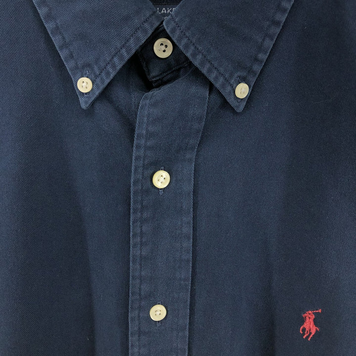 Ralph Lauren BLAKE long sleeve button down shirt, men's size L cotton navy blue type Vintage Second Hand