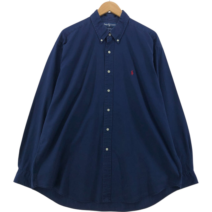Ralph Lauren BLAKE long sleeve button down shirt, men's XL size cotton navy blue type Vintage Second Hand
