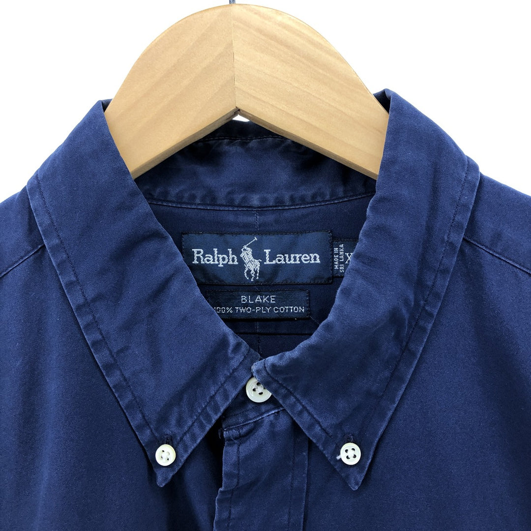 Ralph Lauren BLAKE long sleeve button down shirt, men's XL size cotton navy blue type Vintage Second Hand