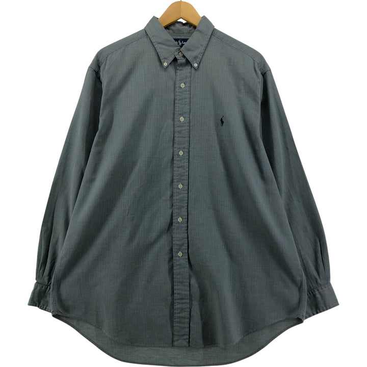 Ralph Lauren YARMOUTH long sleeve button down shirt, men's size L cotton green type Vintage Second Hand