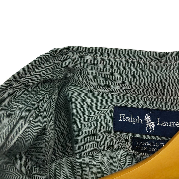 Ralph Lauren YARMOUTH long sleeve button down shirt, men's size L cotton green type Vintage Second Hand