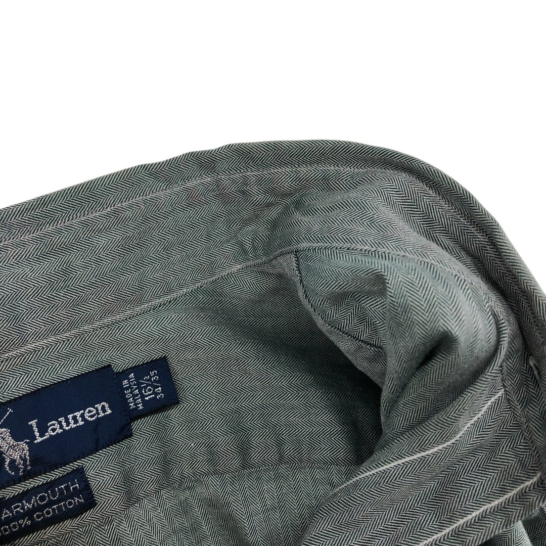 Ralph Lauren YARMOUTH long sleeve button down shirt, men's size L cotton green type Vintage Second Hand