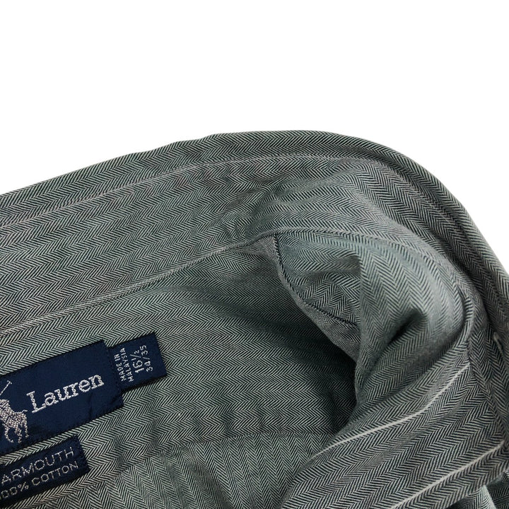 Ralph Lauren YARMOUTH long sleeve button down shirt, men's size L cotton green type Vintage Second Hand