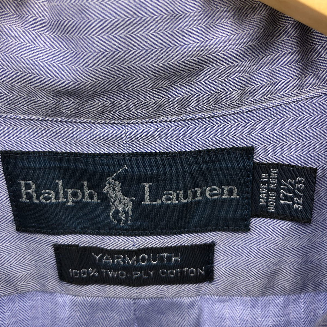 Ralph Lauren YARMOUTH Herringbone Long Sleeve Button Down Shirt Men's XL cotton purple type Vintage Second Hand