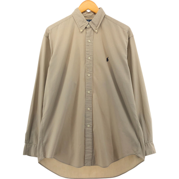 Ralph Lauren BLAKE long sleeve button down shirt, men's size M cotton Khaki type beige Vintage Second Hand
