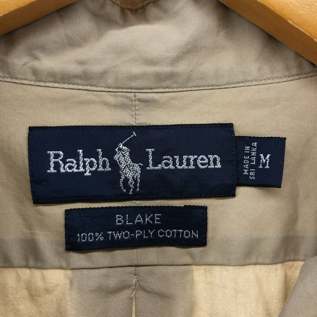 Ralph Lauren BLAKE long sleeve button down shirt, men's size M cotton Khaki type beige Vintage Second Hand