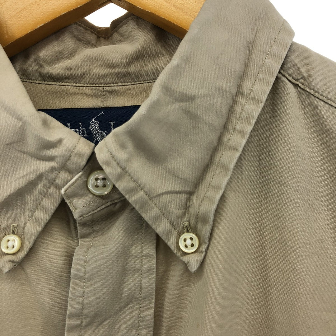 Ralph Lauren BLAKE long sleeve button down shirt, men's size M cotton Khaki type beige Vintage Second Hand