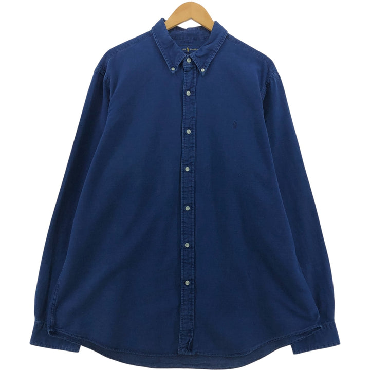 Ralph Lauren Classic Fit Indigo long sleeve button down shirt, men's size XXL cotton navy blue type Vintage Second Hand