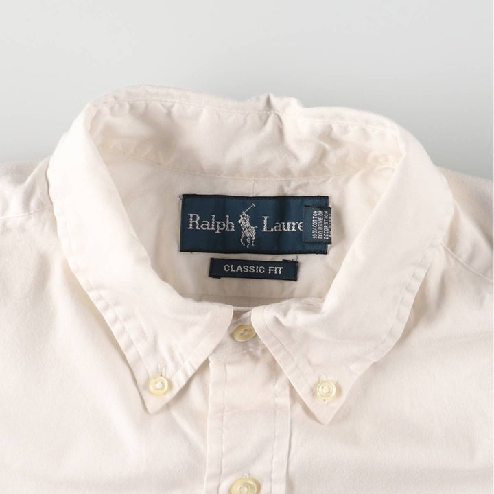 Ralph Lauren Classic Fit Long Sleeve Button Down Shirt, Men's Size L cotton white type Vintage Second Hand