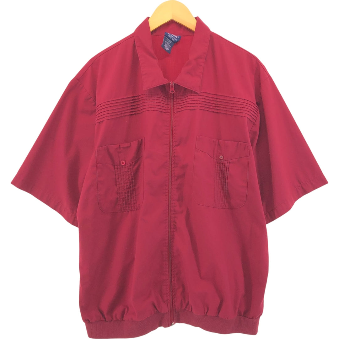 JOHN BLAIR Short Sleeve Mexican Shirt Cuban Shirt Men's XL polyester wine-red Vintage Second Hand