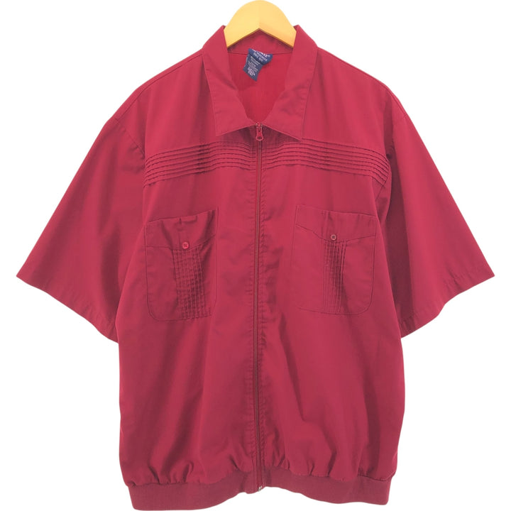 JOHN BLAIR Short Sleeve Mexican Shirt Cuban Shirt Men's XL polyester wine-red Vintage Second Hand