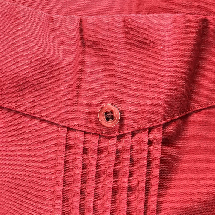 JOHN BLAIR Short Sleeve Mexican Shirt Cuban Shirt Men's XL polyester wine-red Vintage Second Hand