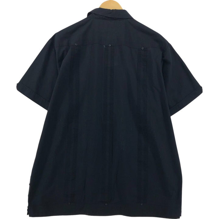 MONTE CARLO Short Sleeve Open Collar Mexican Shirt Cuban Shirt Box Shirt Men's XL polyester black type Vintage Second Hand