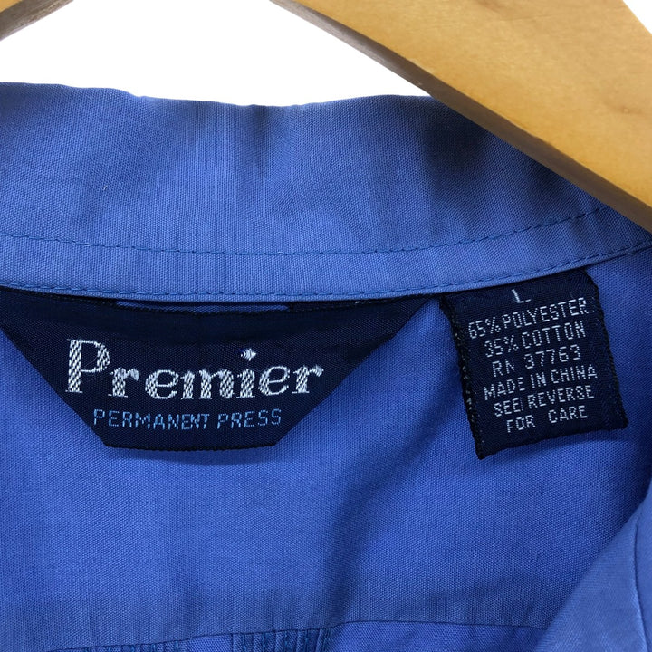 Premier Short Sleeve Open Collar Mexican Shirt Cuban Shirt Box Shirt Men's Size L polyester blue type Vintage Second Hand
