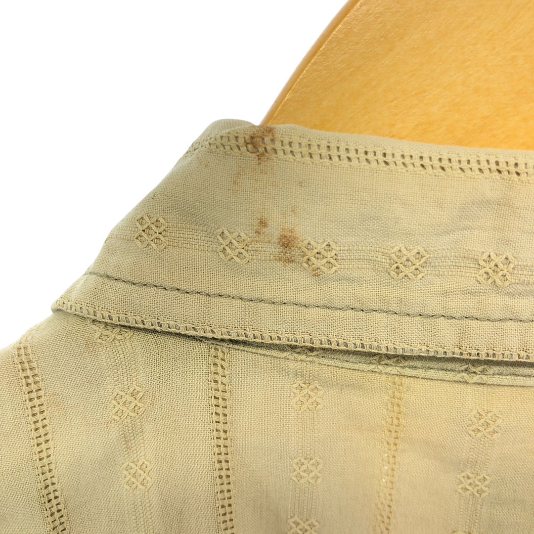 00'S STUSSY Stripe Pattern All-over Print Short Sleeve Cotton Striped Shirt Box Shirt Men's M Size cotton Beige type Vintage Second Hand