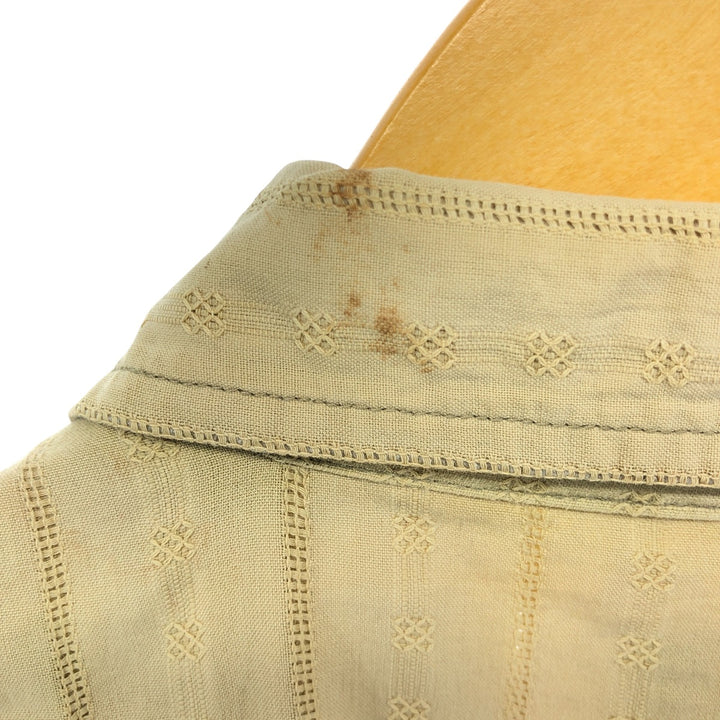 00'S STUSSY Stripe Pattern All-over Print Short Sleeve Cotton Striped Shirt Box Shirt Men's M Size cotton Beige type Vintage Second Hand