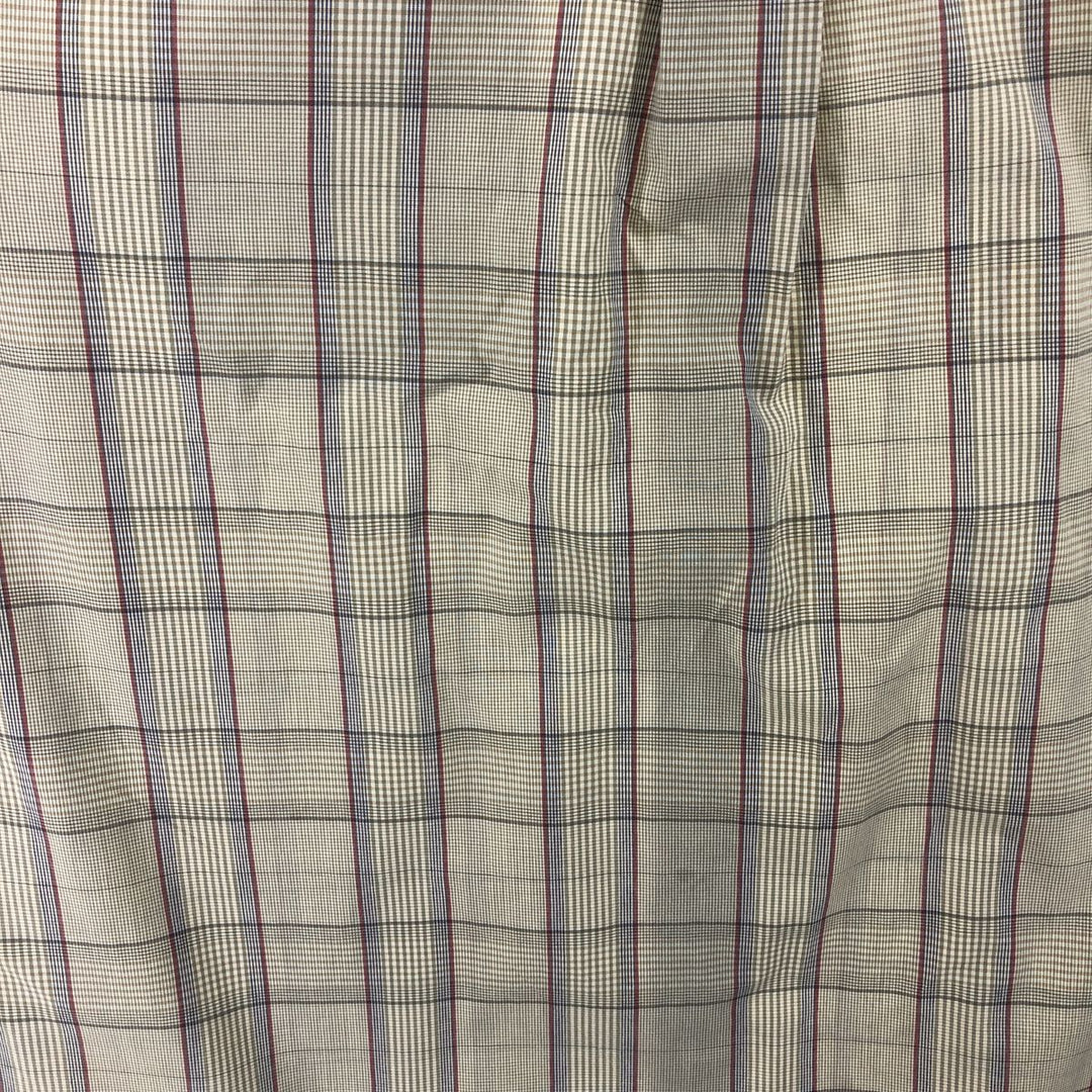 Brooks Brothers SPORT SHIRT Short Sleeve Button Down Check Shirt Made in USA Men's L size cotton beige type brown Vintage Second Hand
