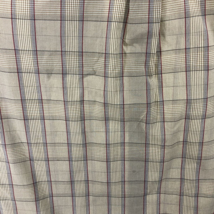 Brooks Brothers SPORT SHIRT Short Sleeve Button Down Check Shirt Made in USA Men's L size cotton beige type brown Vintage Second Hand