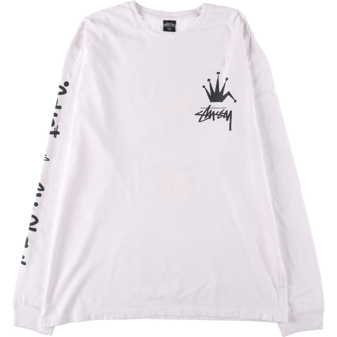 STUSSY Long T-shirt, Men's size L cotton white type Vintage Second Hand