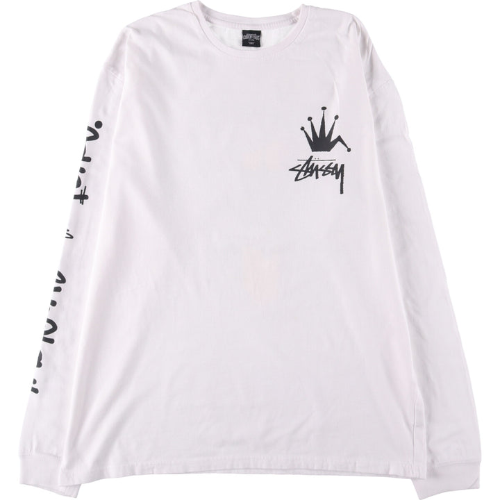 STUSSY Long T-shirt, Men's size L cotton white type Vintage Second Hand