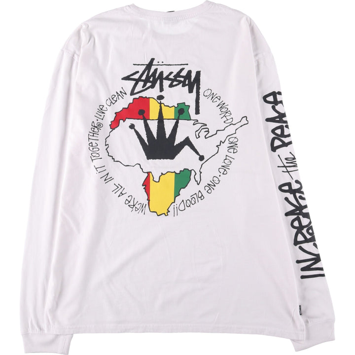 STUSSY Long T-shirt, Men's size L cotton white type Vintage Second Hand