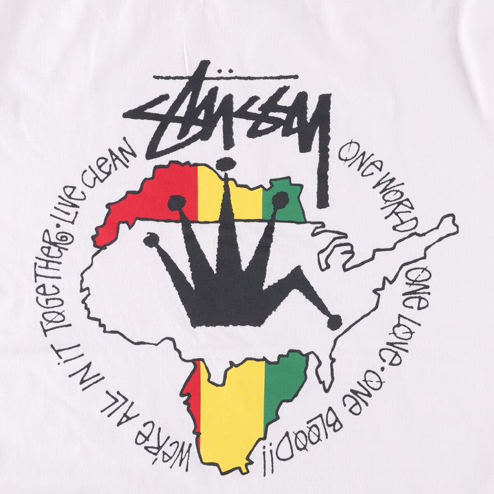 STUSSY Long T-shirt, Men's size L cotton white type Vintage Second Hand