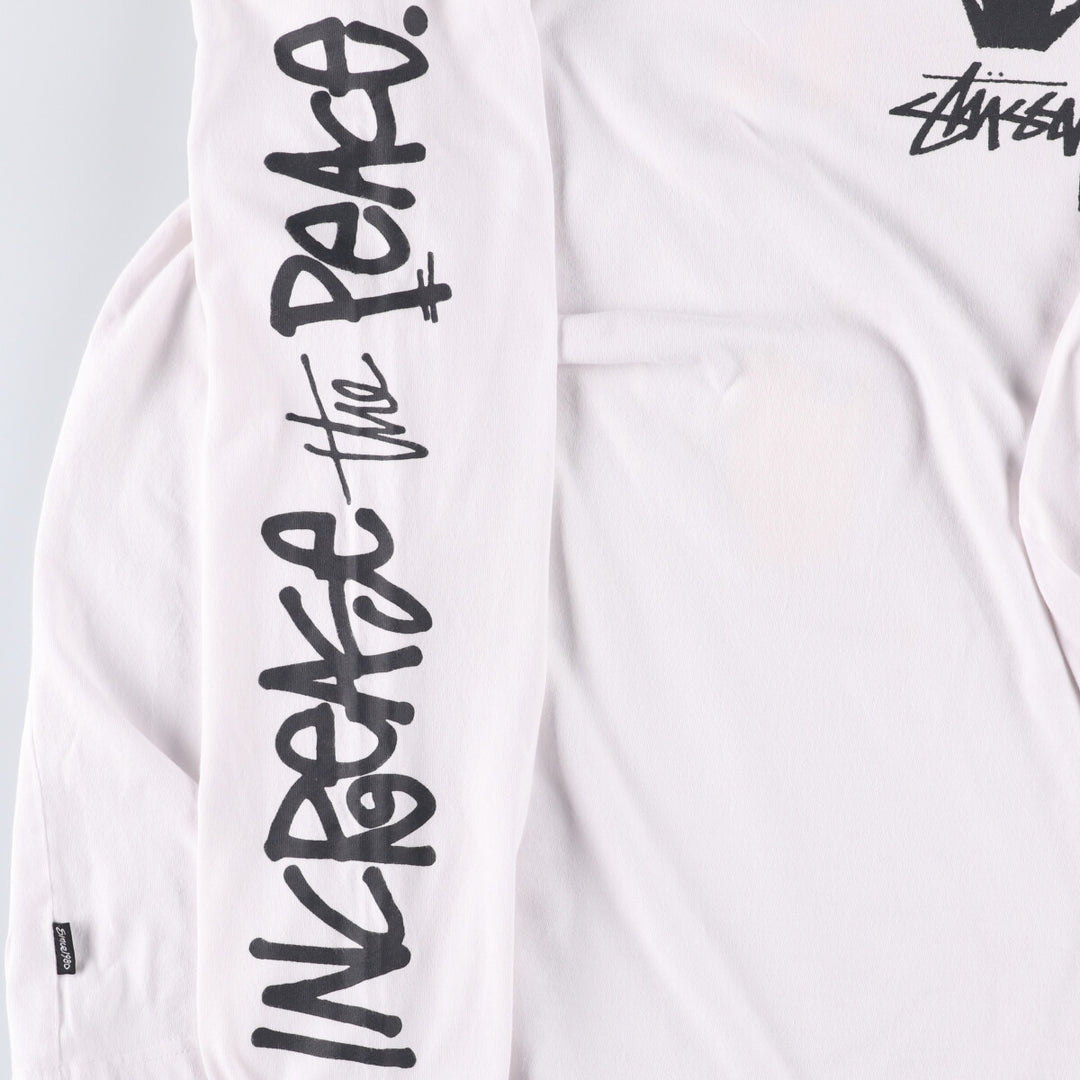 STUSSY Long T-shirt, Men's size L cotton white type Vintage Second Hand
