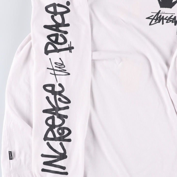 STUSSY Long T-shirt, Men's size L cotton white type Vintage Second Hand