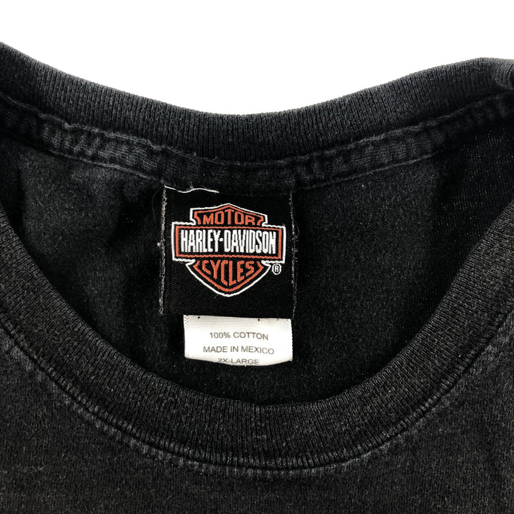 00'S Harley-Davidson Fire Pattern Motorcycle Bike T-Shirt Men's XXL cotton black type Vintage Second Hand