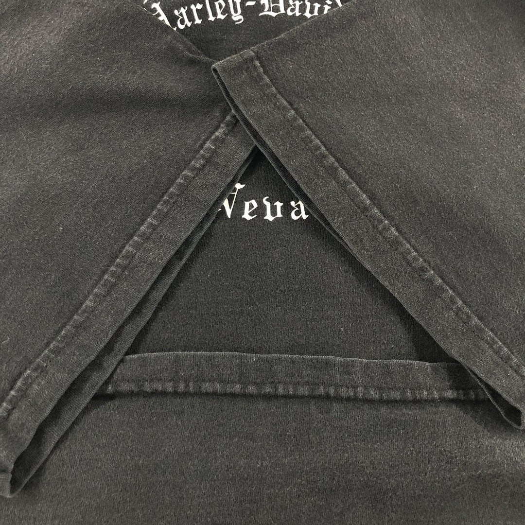 00'S Harley-Davidson Fire Pattern Motorcycle Bike T-Shirt Men's XXL cotton black type Vintage Second Hand