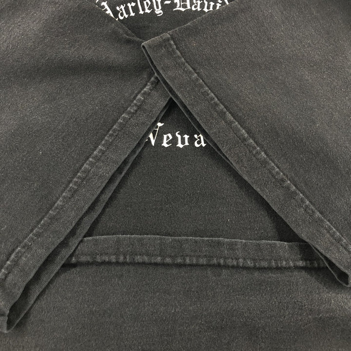 00'S Harley-Davidson Fire Pattern Motorcycle Bike T-Shirt Men's XXL cotton black type Vintage Second Hand