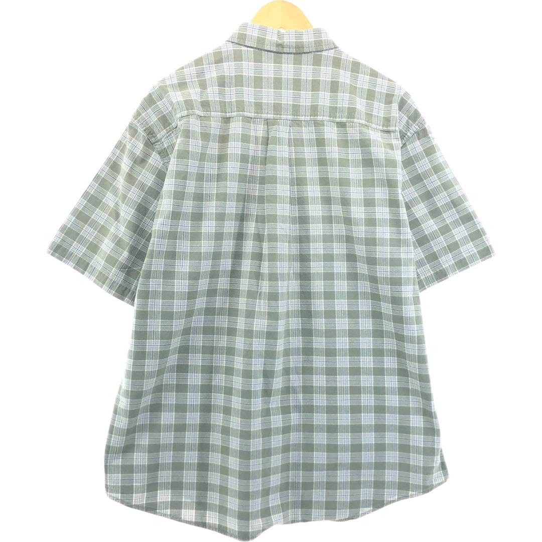 Dockers short sleeve button down check shirt, men's XL size cotton Khaki type Vintage Second Hand