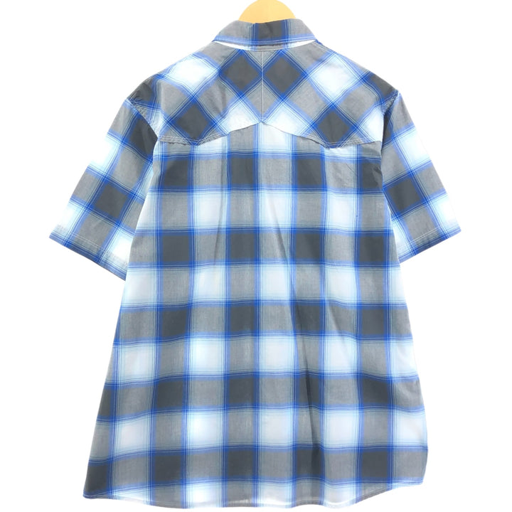 THE NORTH FACE Short Sleeve Check Shirt, Men's Size L cotton blue type Vintage Second Hand