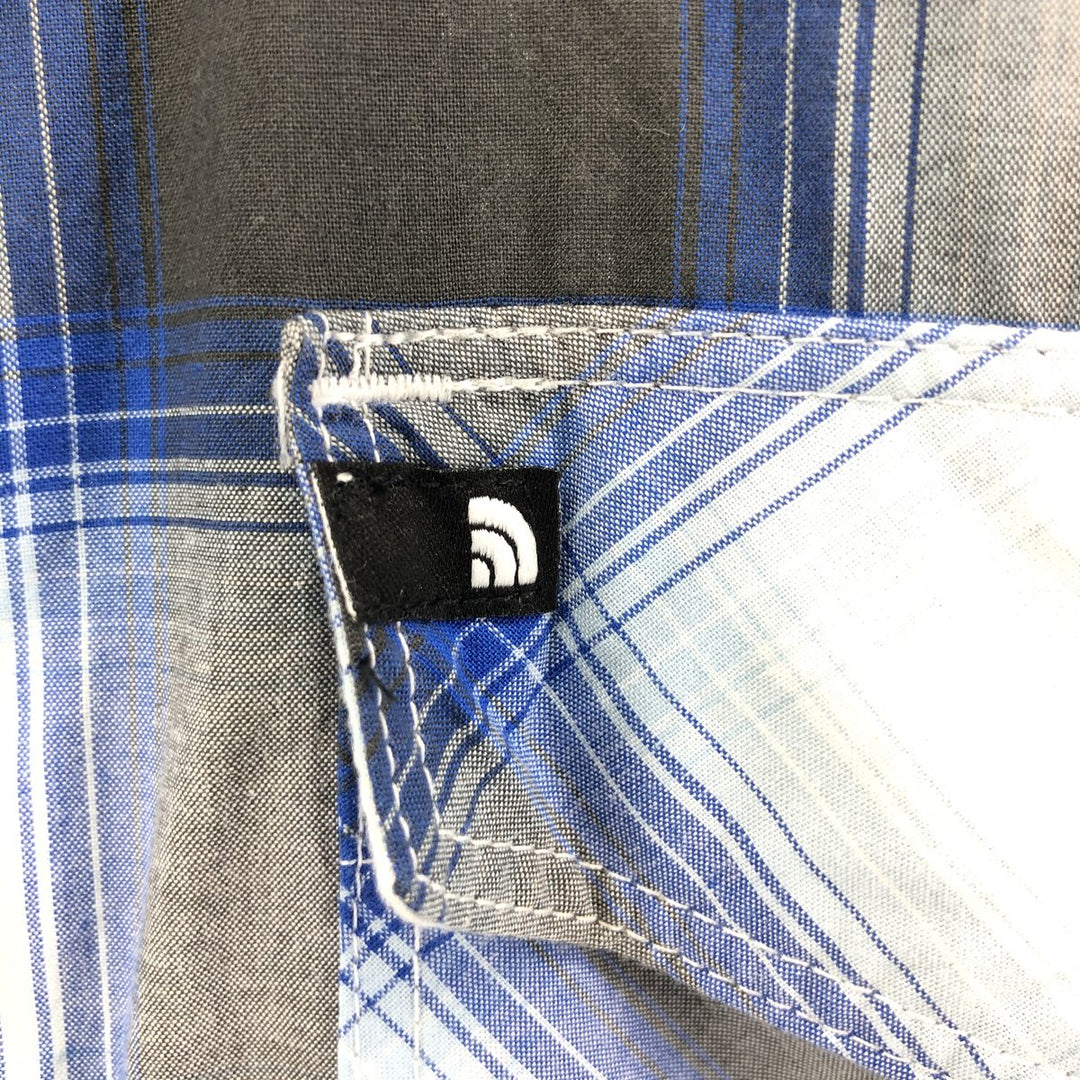 THE NORTH FACE Short Sleeve Check Shirt, Men's Size L cotton blue type Vintage Second Hand