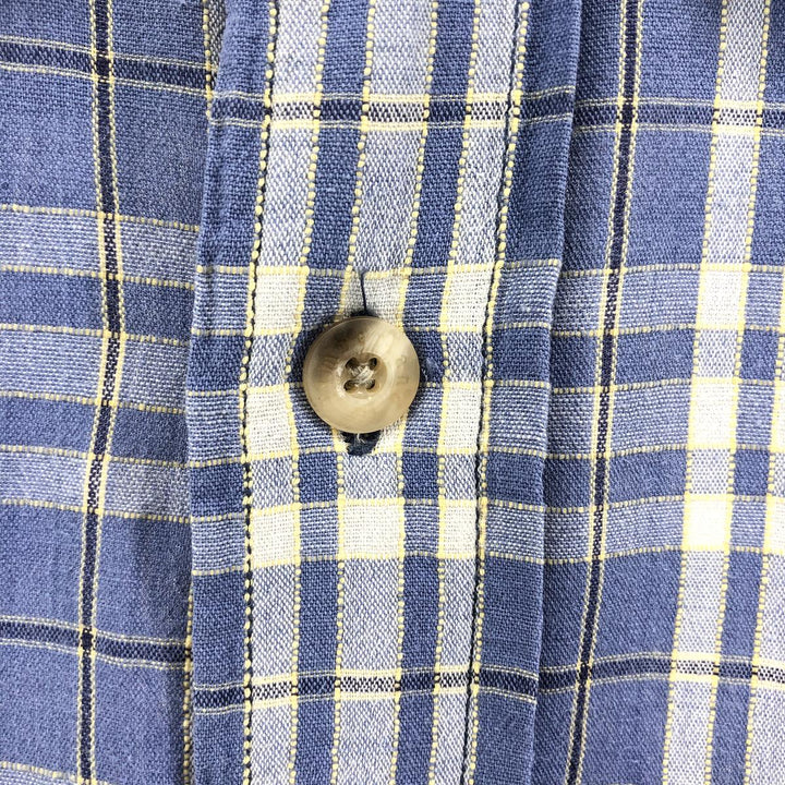 90s~00'S Timberland short sleeve cotton check shirt, men's XL size cotton Purple type blue-purple Vintage Second Hand