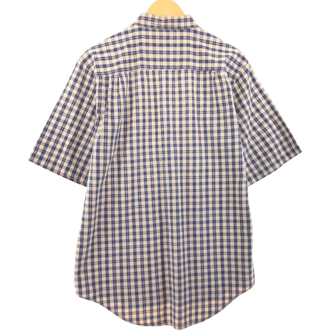 80'S WOOLRICH short sleeve cotton check shirt, men's size M cotton Beige type Vintage Second Hand