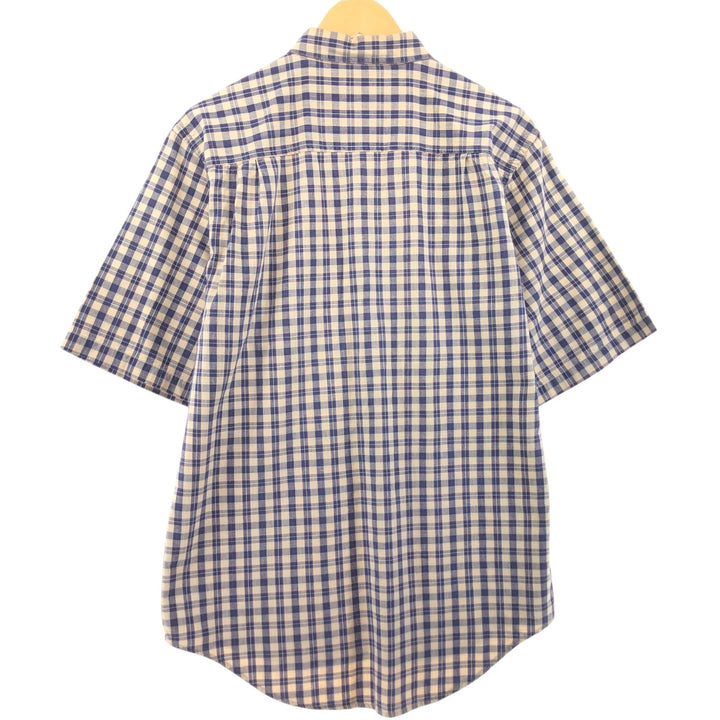 80'S WOOLRICH short sleeve cotton check shirt, men's size M cotton Beige type Vintage Second Hand