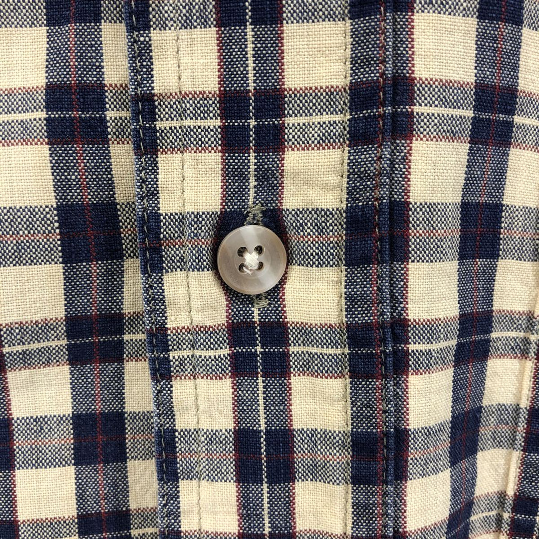 80'S WOOLRICH short sleeve cotton check shirt, men's size M cotton Beige type Vintage Second Hand