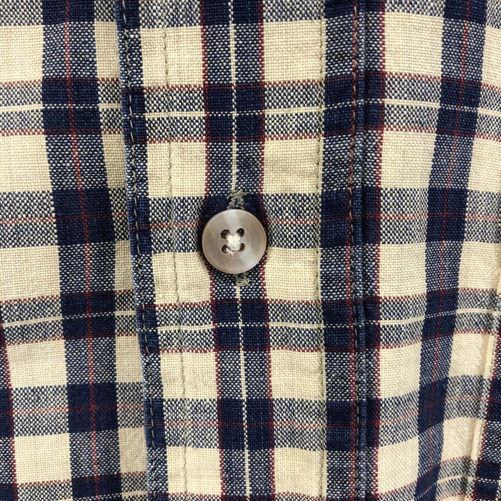 80'S WOOLRICH short sleeve cotton check shirt, men's size M cotton Beige type Vintage Second Hand