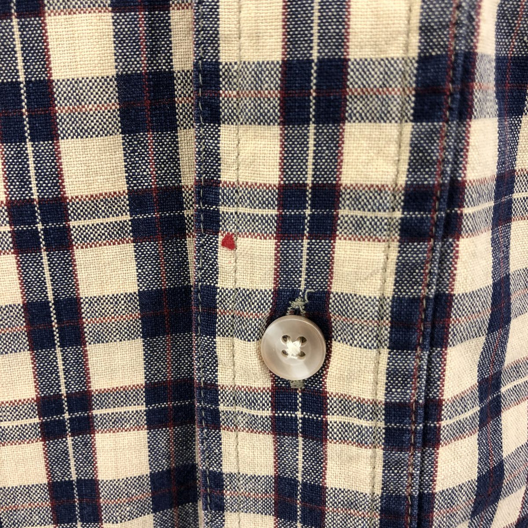 80'S WOOLRICH short sleeve cotton check shirt, men's size M cotton Beige type Vintage Second Hand