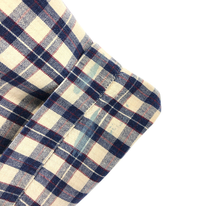 80'S WOOLRICH short sleeve cotton check shirt, men's size M cotton Beige type Vintage Second Hand