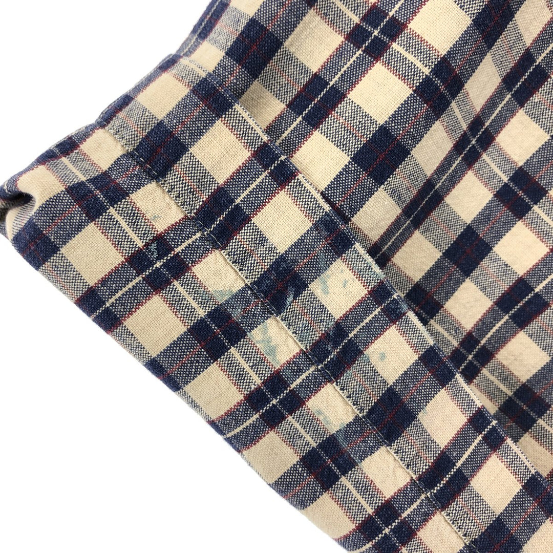 80'S WOOLRICH short sleeve cotton check shirt, men's size M cotton Beige type Vintage Second Hand
