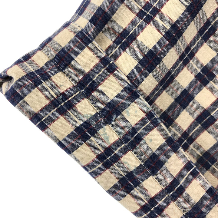80'S WOOLRICH short sleeve cotton check shirt, men's size M cotton Beige type Vintage Second Hand