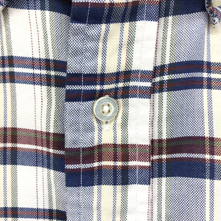 80'S LLBean short sleeve button down check shirt made in USA, men's size M cotton white type Vintage Second Hand